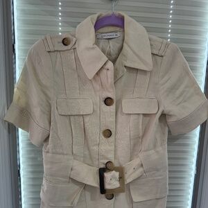 Linen safari short sleeve jacket - Zara